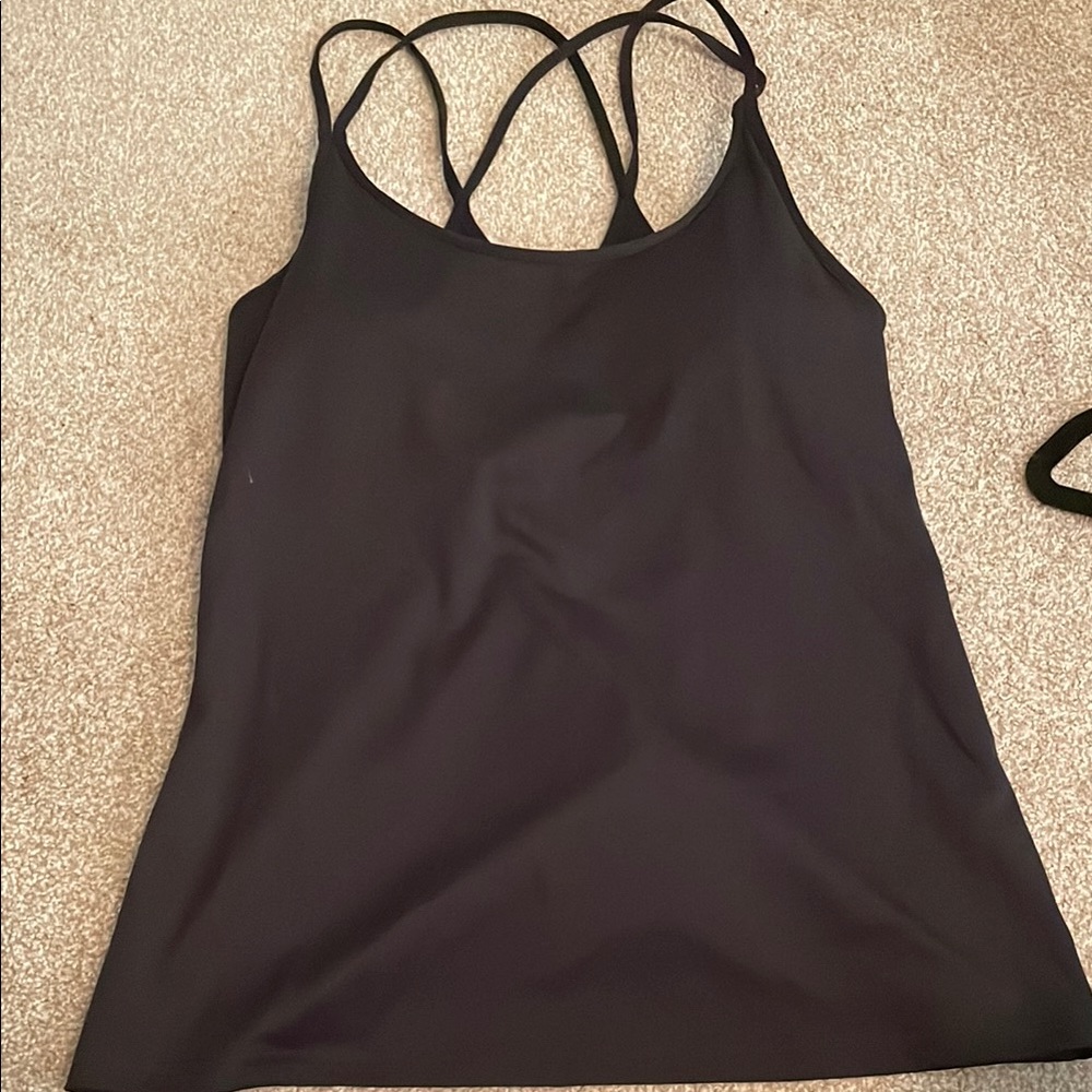 Black Strappy Women's Activewear Tank Top